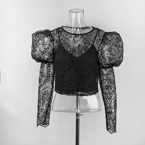 Lace detail black blouse